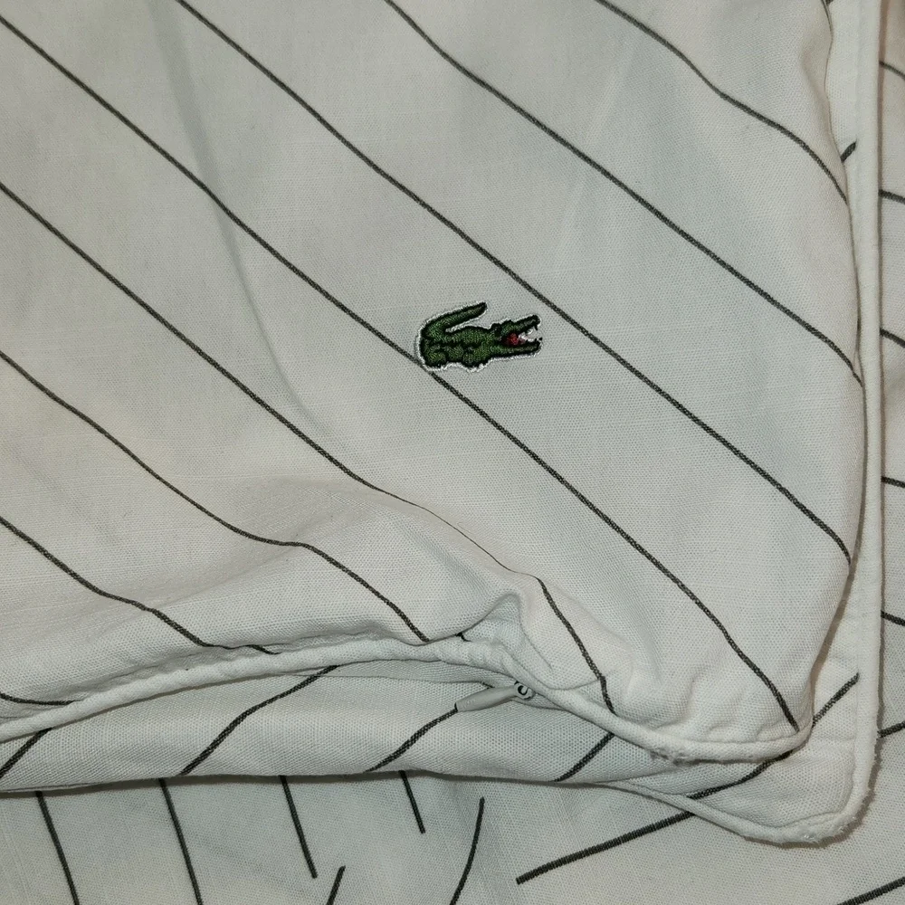 Lacoste Doubles Collection White Striped Cotton Duvet Set Sz Full